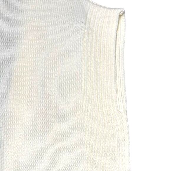 Vintage Cream Sweater Vest Open Front Pockets Knit Cardigan Grandmacore Womens S - Picture 9 of 12